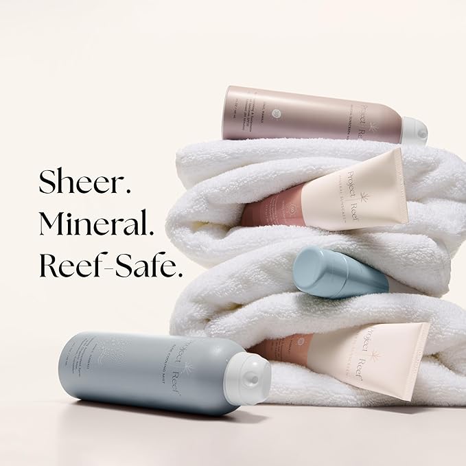 Project Reef SPF 30 Mineral Sunscreen Spray &amp Cooling Mist w/Aloe Vera Peppermint Cucumber - Non-Aerosol Reef Safe Sunburn Relief No White Cast Sunscreen for All Skin Types