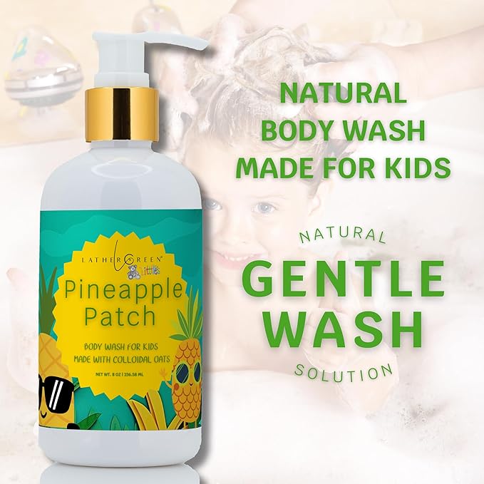 Kids Body Wash – Plant Based Gentle Moisturizer with Shea Butter – Safe for Sensitive Skin – Pineapple Patch – 3 Pack (8 oz Each)