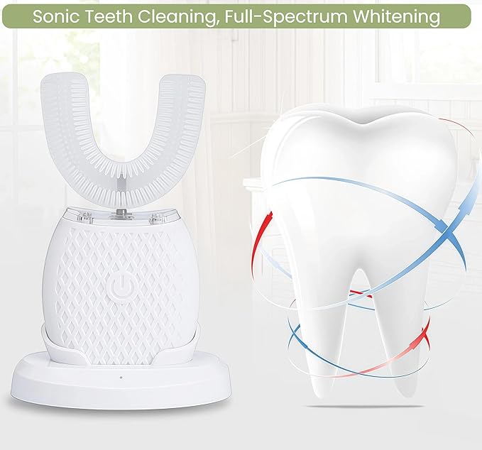 Ultrasonic Toothbrush U-Shaped Toothbrush with Automatic Brushing Technology - 360° Fast-Cleaning whitening Toothbrush Gentle on Teeth Innovative Design Suitable for Everyone