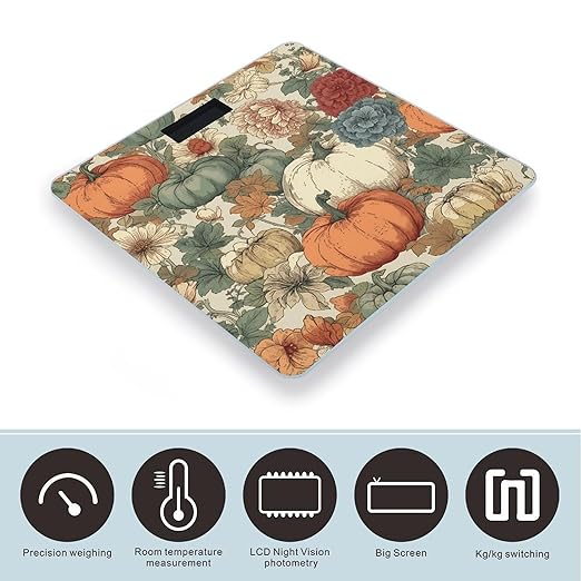 Drawn Autumn Pumpkin Scale for Body Weight Smart Scales Digital Bathroom Scale High Precision Weighing Scales with Large Display Weighing Machine for People
