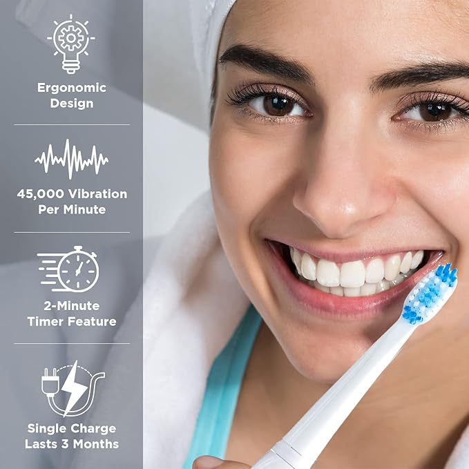 Pop Sonic USB Charge Anywhere Toothbrush(Green) - Rechargeable Toothbrush w/Up to 40000 Brush Strokes/Minute-Long-Lasting Dupont Nylon Bristles -Teens &amp Adult with Quadrant Pacer &amp Timer
