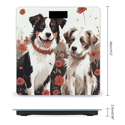 Lovely Dogs Bathroom Scale for Body Weight Bathroom Weighing Scale with Backlit LCD Display Highly Accurate Measures Weight Up to 180kg