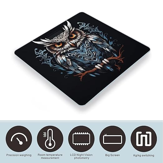 Owl Digital Bathroom Scale for Body Weight with High Precision Digital Weighing Scale with BMI Clear LCD Display and Step-On Measures Weight Up to 180kg