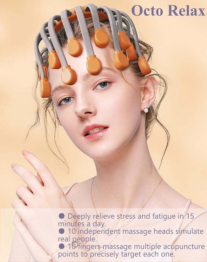 Head Massager Official Anti-Stress Massager for Migraines with 5 Modes &amp 3 Levels Adjustable 360° Cordless Touch Scalp Massager for Stress Relax &amp Sleep Aid (Black)