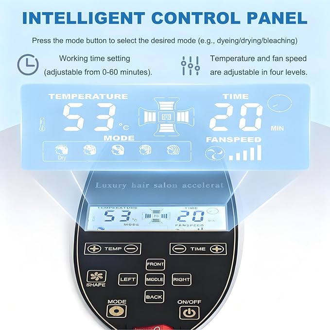 Professional Standing Hair Color Processor &amp Orbiting Infrared Hair Dryer - 360° Rotatable Salon Heater with Adjustable Height 51-61 in Temperature/Time Control &amp Rolling Base 220V