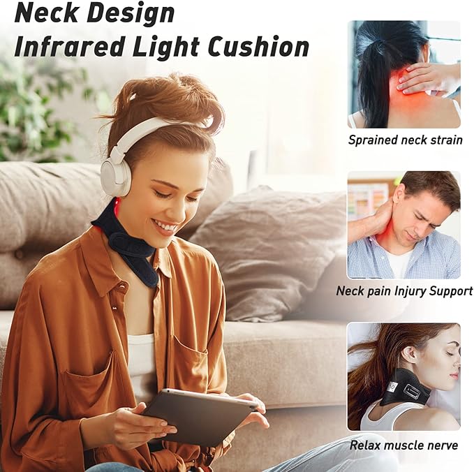 Infrared &amp Red Light Therapy Device for Neck Pain Relief LED Light 660nm &amp 800nm Therapy Wrap Flexible Wearable Wrap for Joints Muscle Pain Relief