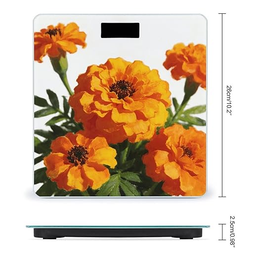 Marigold Orange Smart Scale for Body Weight Digital Bathroom Scale Toughened Glass Weight Scale with Large LCD Backlight Display High Precision Scales Weighing Machine