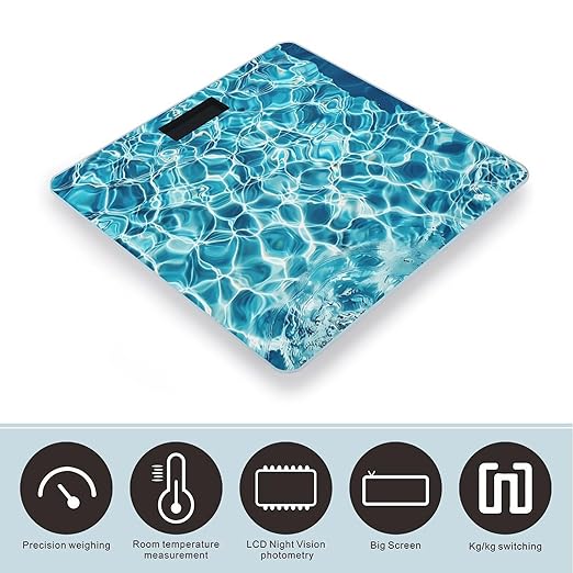 Swimming Pool Water Bathroom Scale for Body Weight LCD Display Digital Bathroom Scale Tempered Glass Bathroom Weight Scales Fashion Smart Scales for Home Bedroom 400 Lb