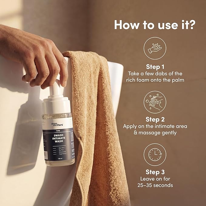 Bodywise Man Matters Intimate Wash with Aloe Vera Tea Tree for Men Anti Bacterial Anti Itch Anti Odour | Better Private Parts Hygiene| pH Balanced Intimate |120 ml
