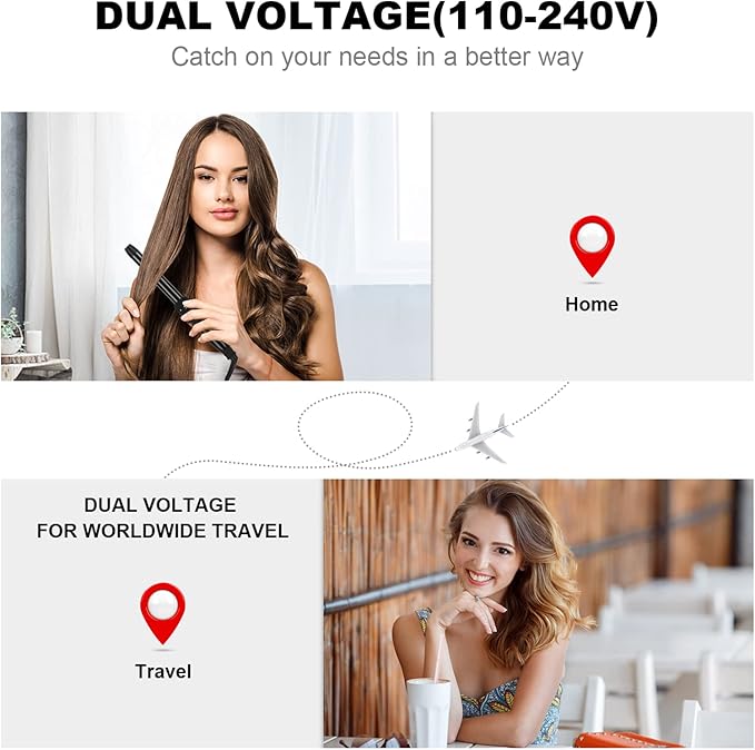 PARWIN PRO BEAUTY 7 in 1 Curling Iron Wand SetDual Voltage Curling Wand with 7 Interchangeable Diamond Ceramic Hair Curler Wands with LCD Temperature Control Auto Shut Off Black