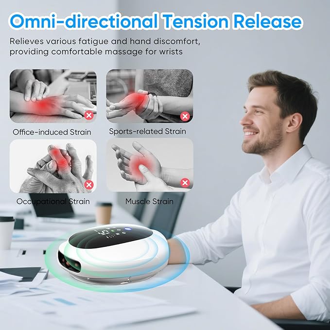 Hand Massager Heat and Compression Deep Kneading &amp Intermittent Negative Pressure Therapy 6 Modes &amp Intensities Electric Hand Massager Carpal Tunnel and Finger Joint Care