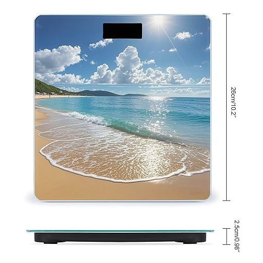 Beach Theme Bathroom Scale Digital Weight Scale Precision 400 Lbs Weighing Scales Large with LCD Backlight Display BMI Measures