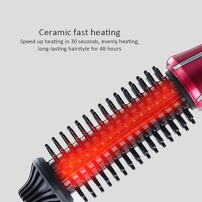 Milltrip Electric Hair Curler Comb Brush - Portable Folding Hair Curler Tool with &amp Tourmaline Ceramic 360° Rotating Cord Anti Scald Design for Safe Styling 100-240V (Wine Red) (US Plug)