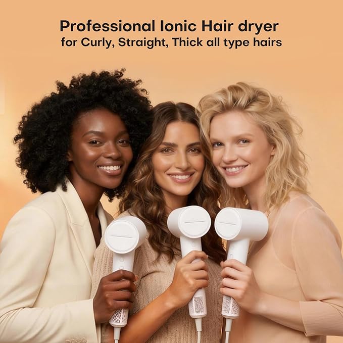 High Speed Hair Dryer 110000 RPM with 1 Billion Plasma Ions Ionic Blow Dryer Frizz Free Fast Drying with Magnetic Diffuser for Curly Hair Low Noise Lightweight Thermo Control Hair Dryer for Women