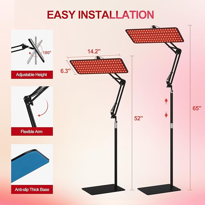 Morfone Red Light Therapy for Body with Wireless Magnetic Remote - 660nm 850nm 940nm 3 in 1 Red Infrared Light Therapy Lamp with Stand with Large Panel Therapy Device at Home Gift for Women M