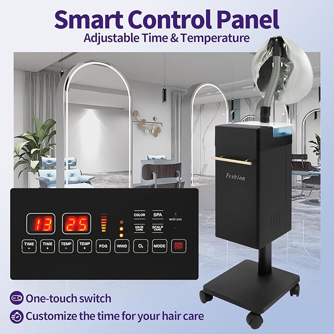 500W Multifunctional Standing Anion Hair Dyeing Machine110V Nano Hair Steamer/Hair Oil Machine Stand Up Base Equipment Vertical Nano Steamer Salon Spa (Black)