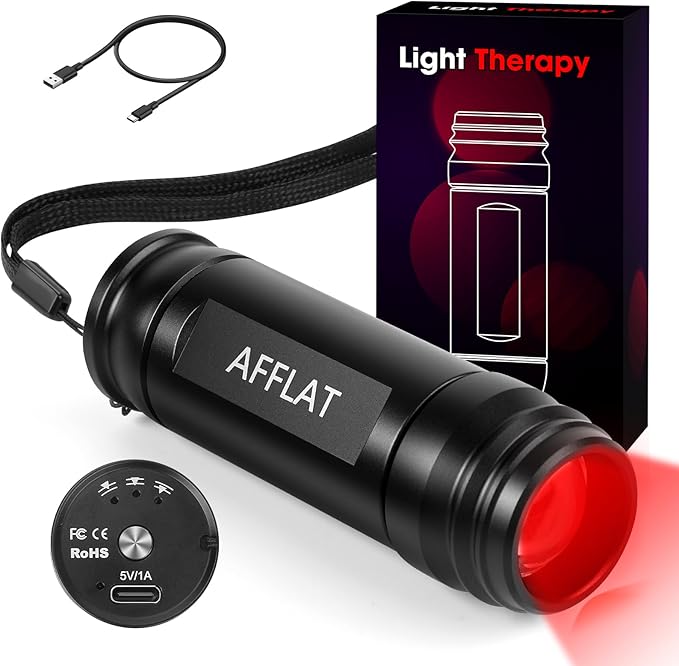 AFFLAT Red Light Therapy Flashlight for Pain Relief – Portable Infrared &amp Near Infrared Light Therapy Device for Joint Muscle Body &amp Face Inflammation 3 Wavelengths 4 Professional Combinat