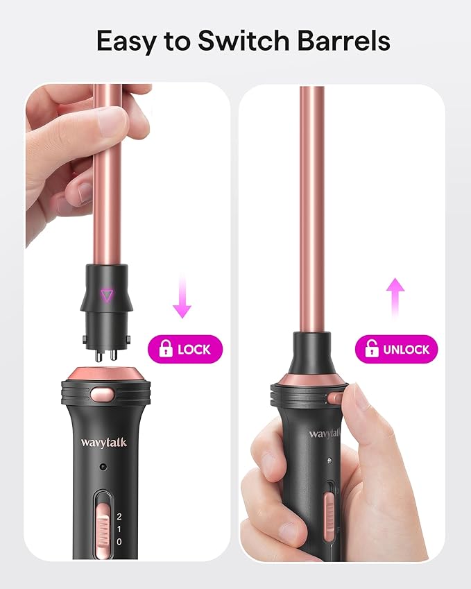 Wavytalk Blown Away Ionic Hair Dryer for Curly Hair with Diffuser and 5 in 1 Curling Iron Set with Thermal Brush and 4 Interchangeable Ceramic Curling Wands (0.5'-1.25')