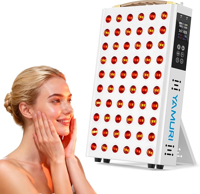 Red Light Therapy for Face 660nm 850nm Near-Infrared Light Therapy Panel for Body 110W with 60 Dual Chip LEDs 135mW/cm² High Irradiance Device for Daily Wellness &amp Relaxation at Home - YA60