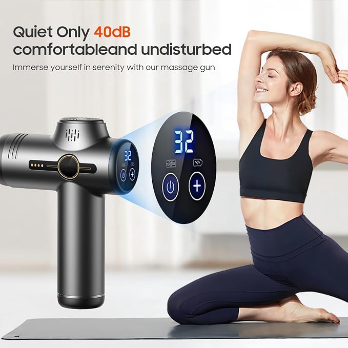 Massage Gun with Heat Compact Handheld Massager for Home Office &amp Gym Mini Massage Gun with 7 Massage Heads Quiet and Portable