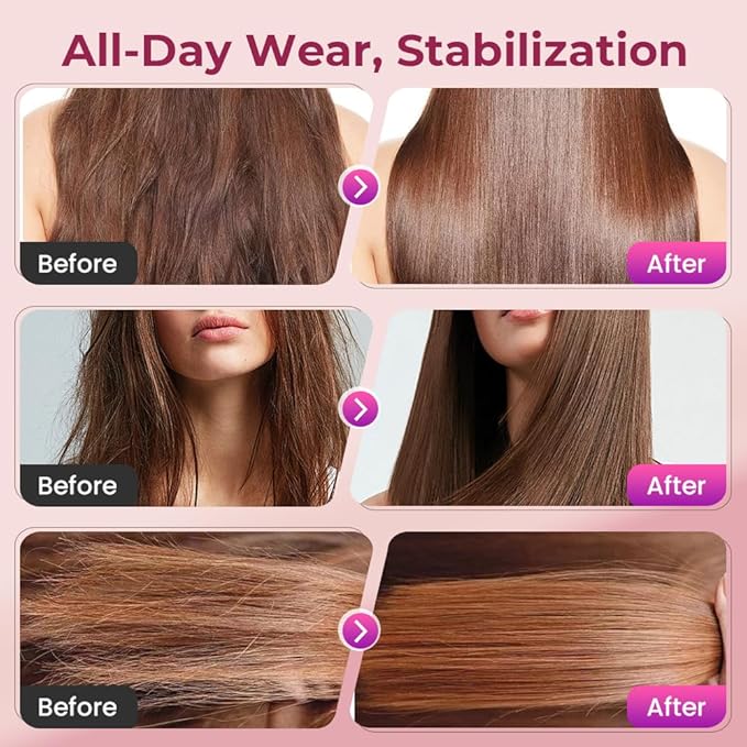 Upgraded GO Brush for Short Hair 2026 New GO Brush Portable Straightener Three-Level Temperature Adjustment Ceramic Coating Fast Heating Temperature Display Hair Styling Travel Home (Pink)