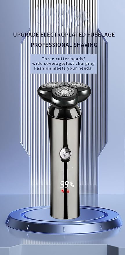 Head Shavers for Bald Men Electric Shaver Men Rechargeable Rotary Floating Razor Beard Hair Trimmer LCD Display Shaving Machine Wet and Dry