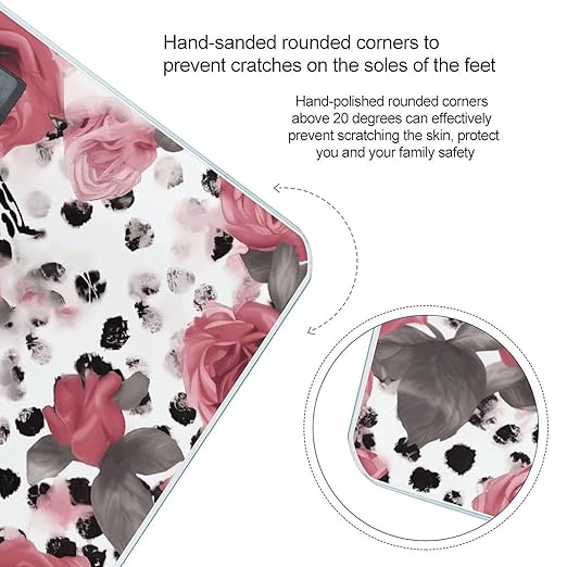 Cute Pink Rose Mix Leopard Pattern Scale for Body Weight Digital Bathroom Scale Precision Smart Weighing Scales with Clear LED Display Accurate High Precision Scales Weighing Machine