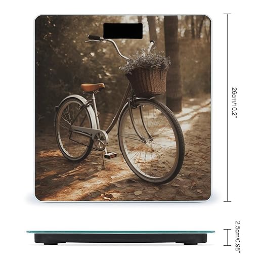 Bicycle Scale for Body Weight Anti-Slip Tempered Glass Digital Bathroom Scales Clear LCD Display Weighing Scale Safe Rounded Corners Smart Scales