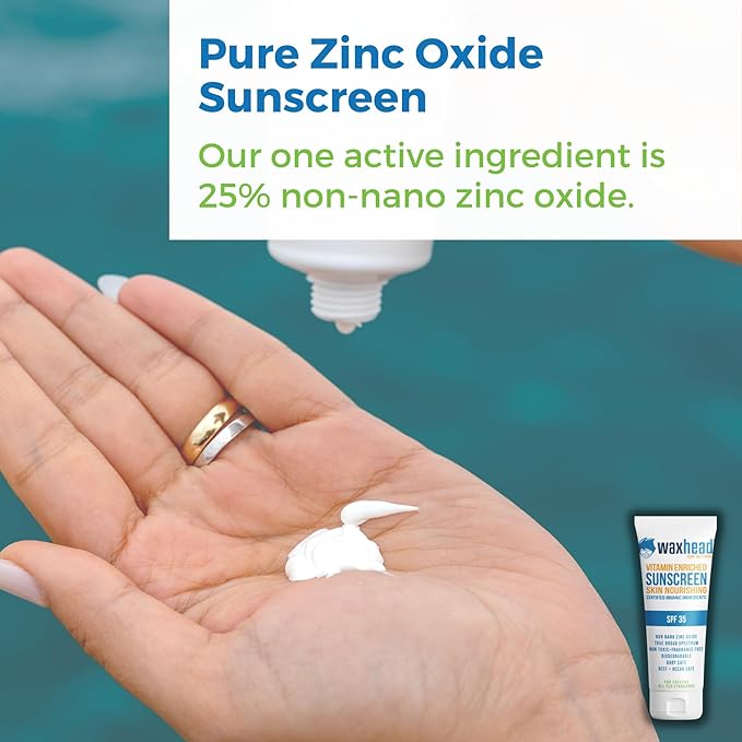 Waxhead Zinc Sunscreen for Face Mineral Sunscreen Kids Sunblock Reef Safe Non-Nano for Body