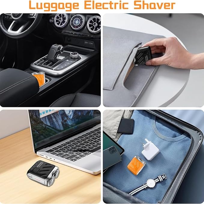 TsoLay Luggage Electric Shaver Electric Mini Portable Razor New Beard Shaver Mini and Portable Suitcase Design Ipx7 Waterproof and Pocket Double-Ring Magnetic 1 Button Long Lasting for Men
