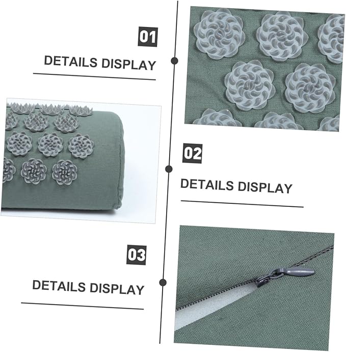 Acupressure Massage Mat and Pillow Set Washable Yoga Relief Mat with Acupuncture Therapy Pillow Portable Grey Massage Cushion for Neck and Shoulder Relaxation at Home and Office