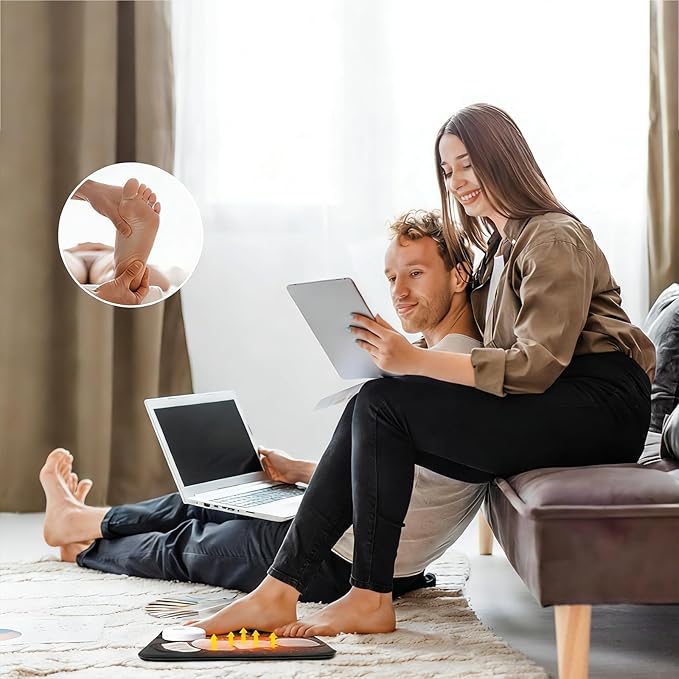 Portable Foot Massager Rechargeable Circulation Stimulator with 4 Modes &amp 10-Second Rapid Heating Lightweight Design for Home Travel Office Use