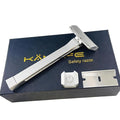 KAMPFE Upgraded Version Safety Razor Made of 6061 Aluminum Alloy Material Comfortable shavingGEM Single Sided Safetyshaver Shaver Handle for Men with Suction Cup Holder and Safety Razor Blades