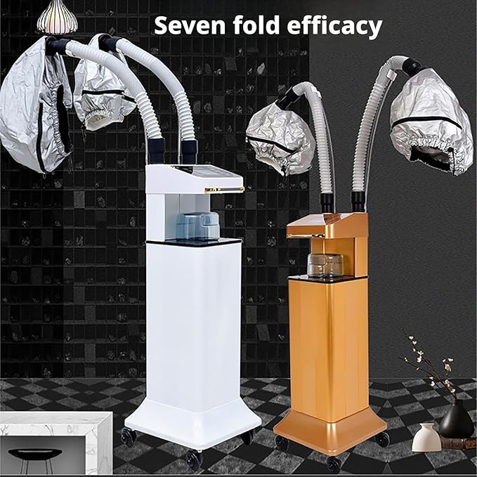 Nano Hair Steamer with Vaporizing Caps Standing Professional Micro Mist Hair Processor with Rolling Wheels(Milk)