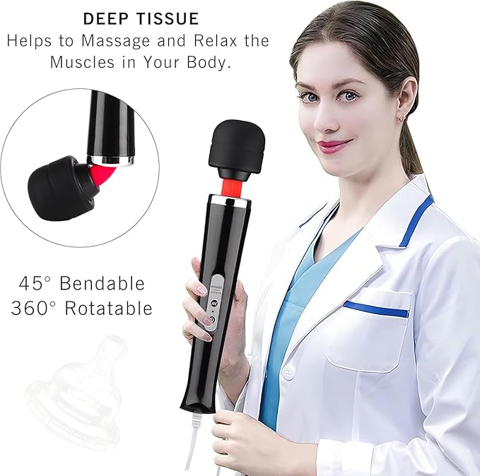 Personal Massage Device - Handheld Vibration Massager - Powerful Wired Wand - Best for Travel - Magic Stress Away - Perfect on Back Legs Hand Pains and Sports Recovery - Black