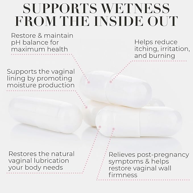 Hydro Gyn Vaginal Moisturizer Pills | Slippery Elm for Women Formulated to Support Healthy Moisture Mood &amp Relaxation | Feminine Care Oral Capsules for Vaginal Dryness ph Balance 60 Capsules