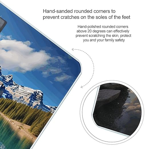 Moraine Lake Canoes Scale for Body Weight Anti-Slip Tempered Glass Digital Bathroom Scales Clear LCD Display Weighing Scale Safe Rounded Corners Smart Scales