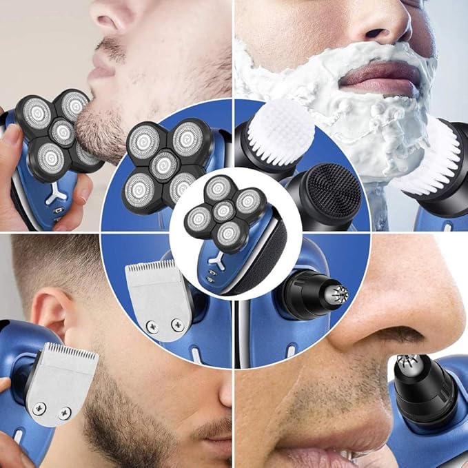 Electric Razor for Men 5 In 1 Men's Washable Electric Shaver Machine For Men Grooming Beard Trimmer Facial Rotary Electric Razor Usb Rechargeable