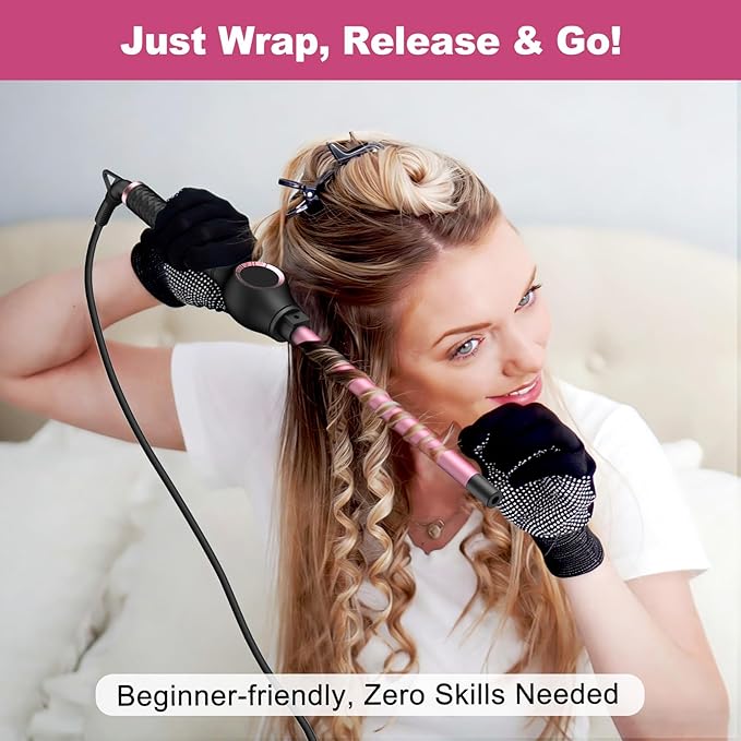 1/2 Inch Curling Wand for Long Hair Extra Long Barrel Ceramic Half Inch Curling Wand 7 Adjustable Heats 110-240V Dual Voltage Small Barrel Curling Iron Wand 60 Minutes Auto Shut Off