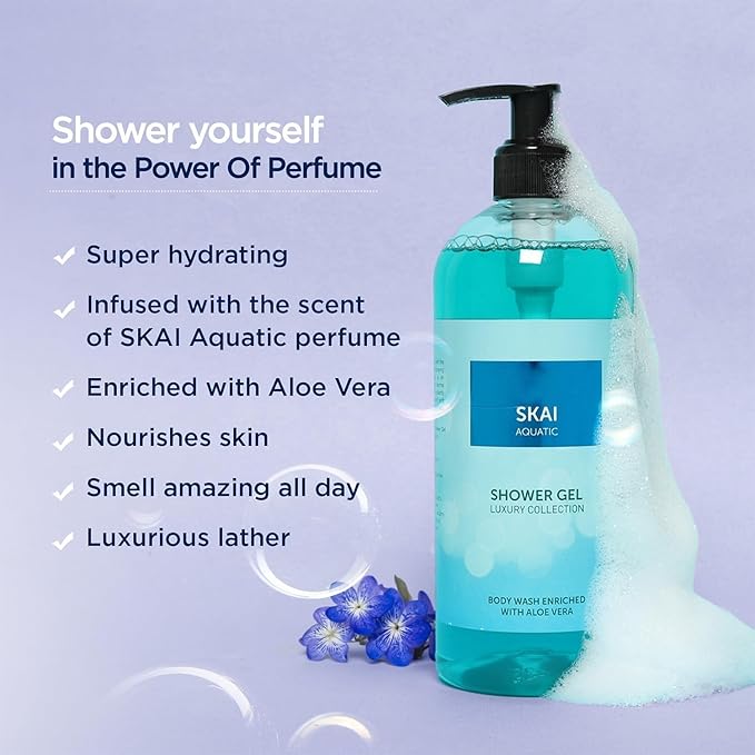 BVita Luxury Skai Aquatic Unisex Body Wash Refreshing Shower Gel for Deep Cleansing Hydrating &amp Moisturising Skin with Aloe Vera 500 Ml