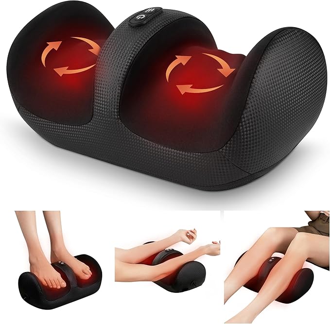 Nekteck Foot Massager with Heat &amp Foot Roller Shiatsu Calf Leg Massager for Circulation and Neuropathy Pain Relief for Feet Care Home Office Gadgets Relaxing Massage Tools Gifts for Women Men Mom