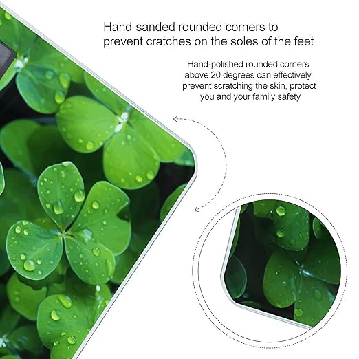Many Green Clover Scale for Body Weight Precision Bathroom Weighing Scales with Back Lit LCD Display Sturdy Tempered Glass Body Weight Scales Digital Bathroom Scale 400lb