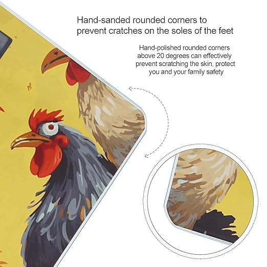 Art Chicken Painting Bathroom Scale Weight Scale for Body WeightHighly Accurate Digital Weighing Machine Clear LED Display Digital Bathroom Body Scale 400lb/182kg