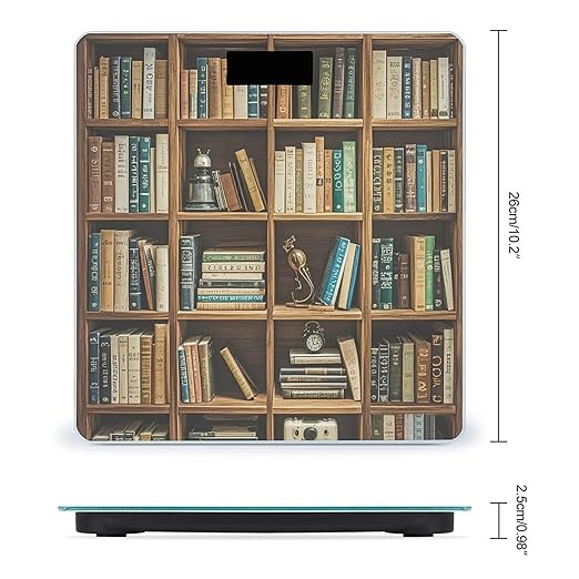 Retro Bookshelf Smart Scale for Body Weight Accurate Bathroom Scale with LED Display Digital Weight Scales Weighing Machine High Precision Scales for Bath Home