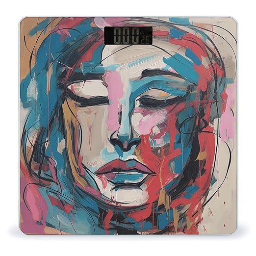 Abstract Female Face Smart Scale for Body Weight Accurate Bathroom Scale with LED Display Digital Weight Scales Weighing Machine High Precision Scales for Bath Home