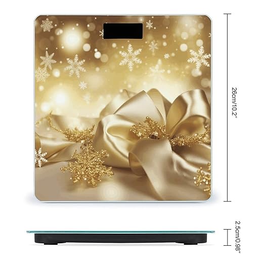 Gold Silk Christmas Weight ScaleClear LED Display Bathroom Digital Weighing ScaleTempered Glass Digital Bathroom Scale for Body Weight Capacity Up to 400 Lbs