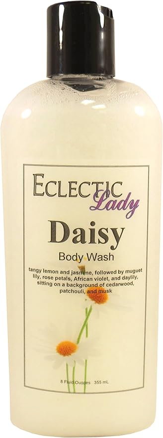 Eclectic Lady Liquid Pearl Body Wash - Daisy Scent 3-in-1 Use For Bubble Bath Hand Soap &amp Body Wash Phthalate-Free Daisy Fragrance Handcrafted in USA (8 oz)