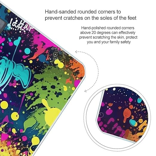 Colorful Spray Pattern Scale for Body Weight Anti-Slip Sturdy Tempered Glass Weighing Machine Highly Digital Accurate Bright LCD Bathroom Scale for Household Gift