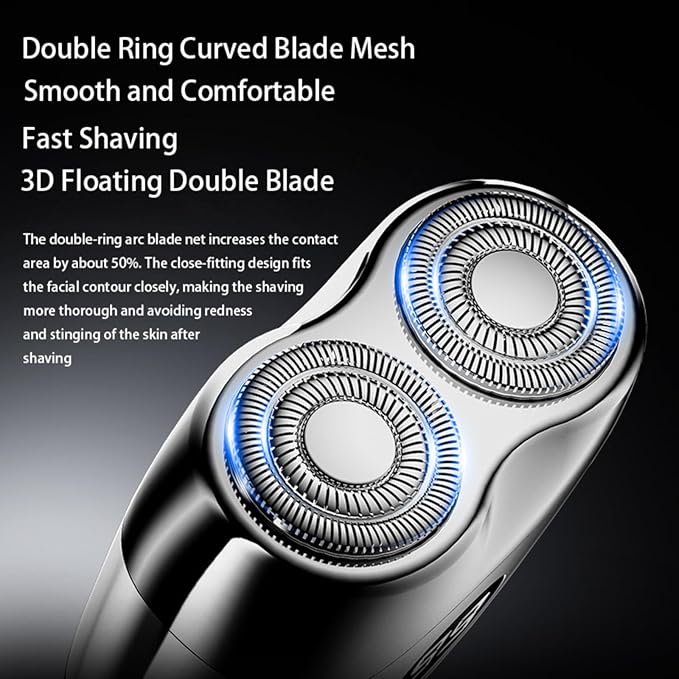 Electric Mini Shaver Pockets Razor Trimmer for Men Portable Wet and Dry Cordless Rechargeable Shaver Waterproof IPX7 Suitable for Travel Car Home Office Use (Blue)