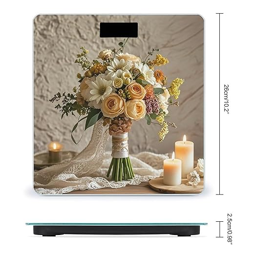 Warm Colored Flowers Bathroom Scale for Body Weight Bathroom Weighing Scales with Back Lit LED Display Sturdy Tempered Glass Body Weight Bathroom Scale 400lb Weighing